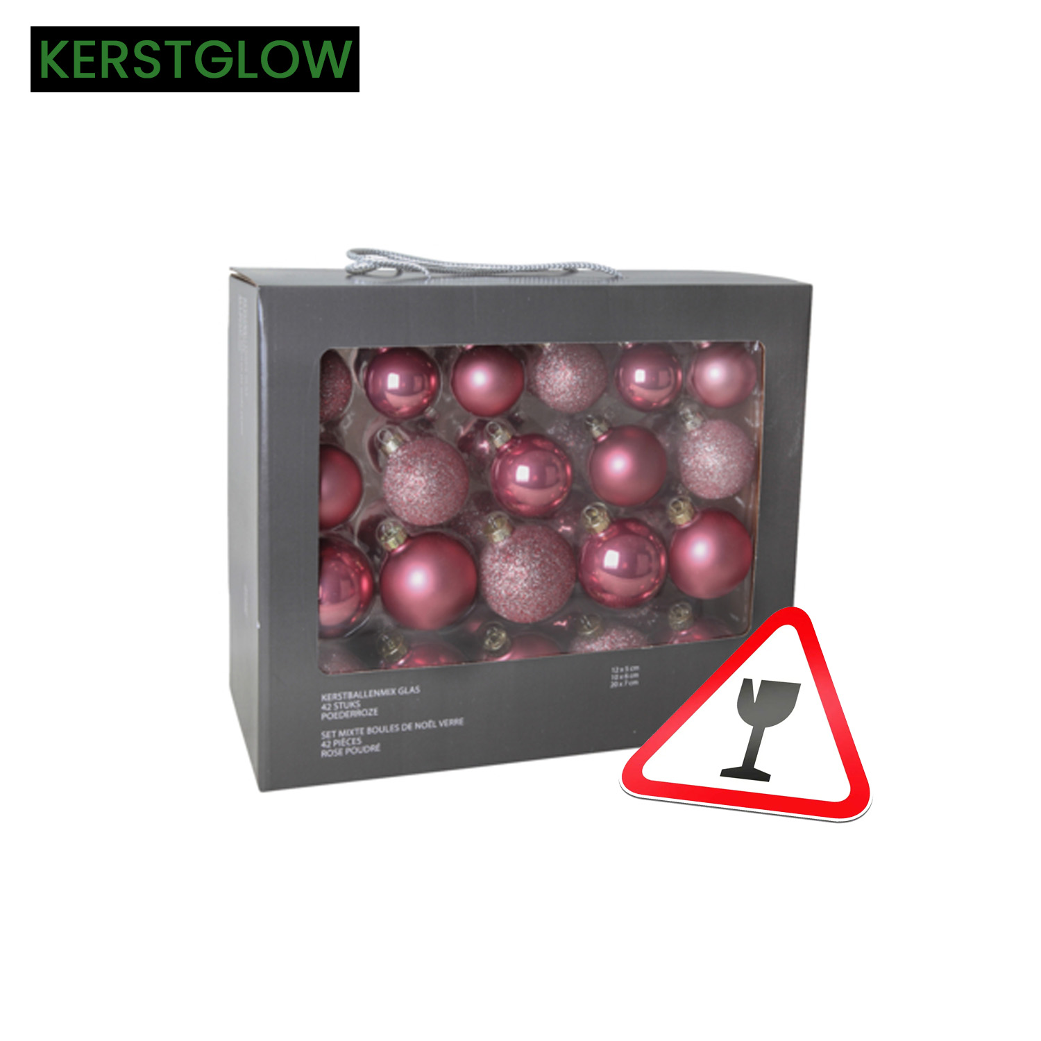 Kerstballen Mix Glas 42 stuks Poederroze