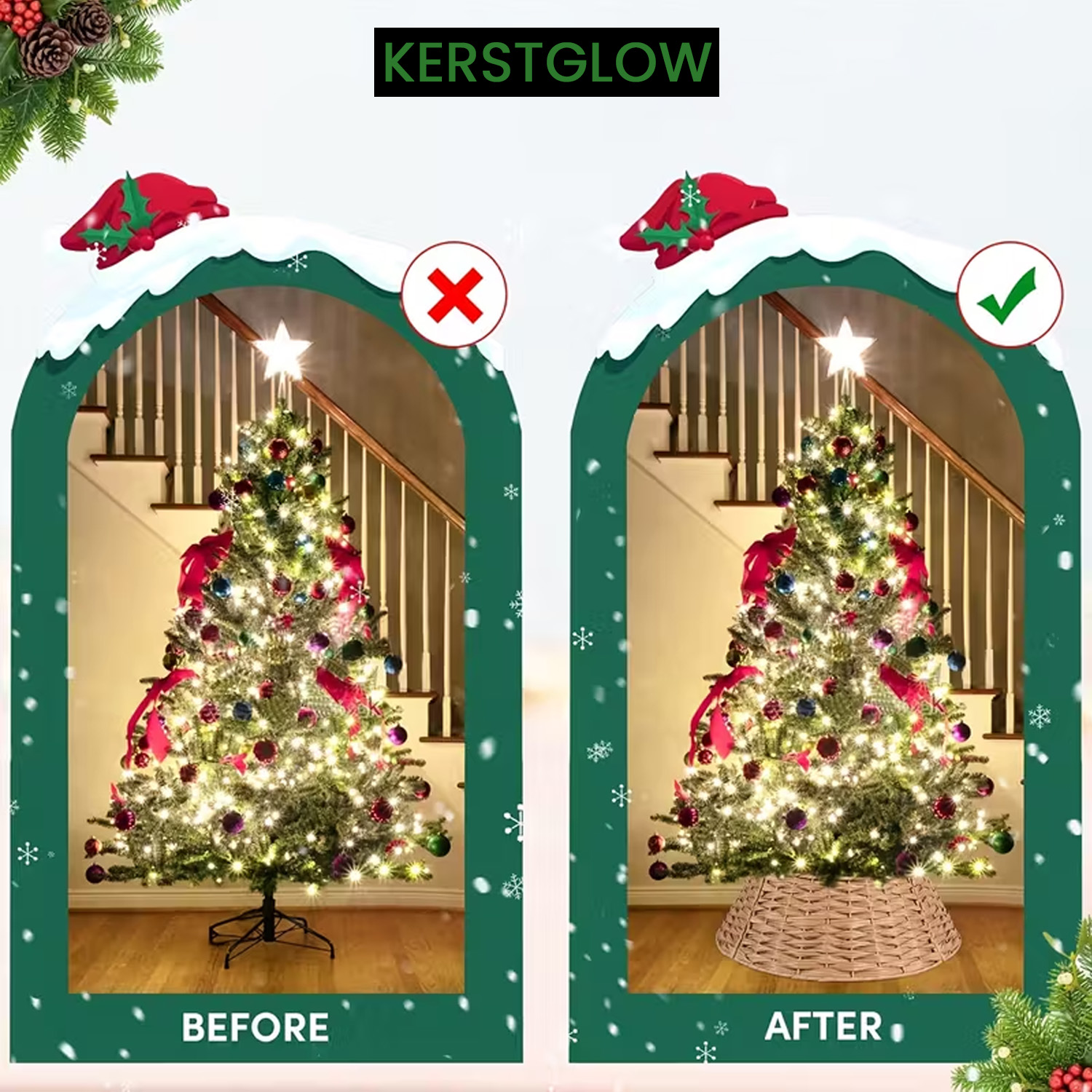 Kerstboomhuls Riet Bruin 60 x 17 cm 3