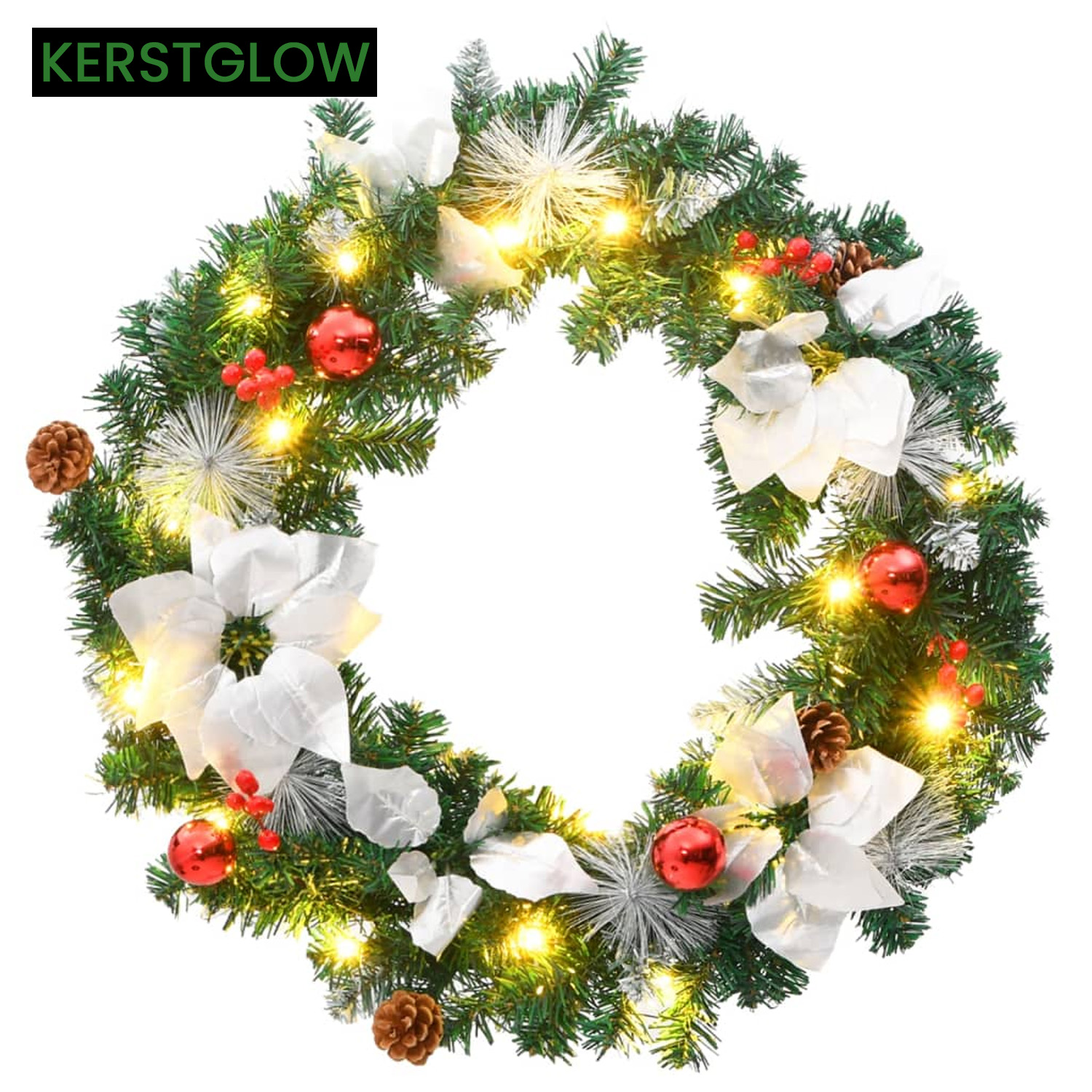 Kerstkrans met LED-verlichting 60 cm