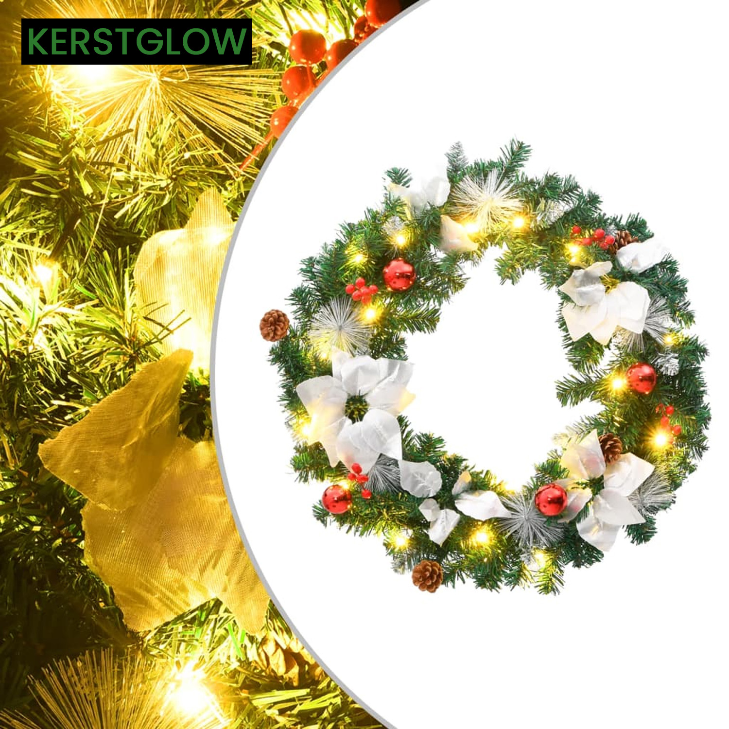 Kerstkrans met LED-verlichting 60 cm 4