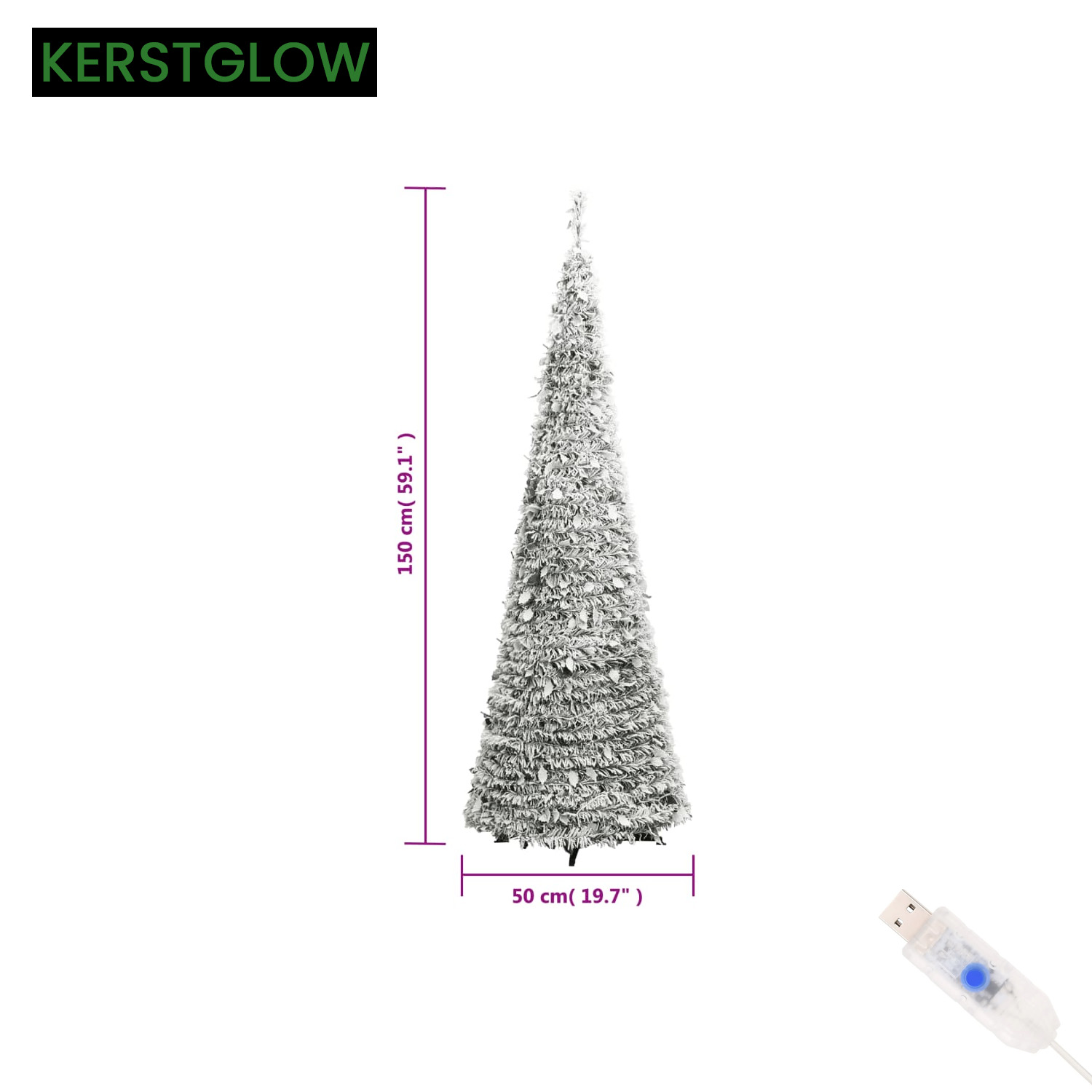 Kunstkerstboom Sneeuw met LED-verlichting van 150 cm 4